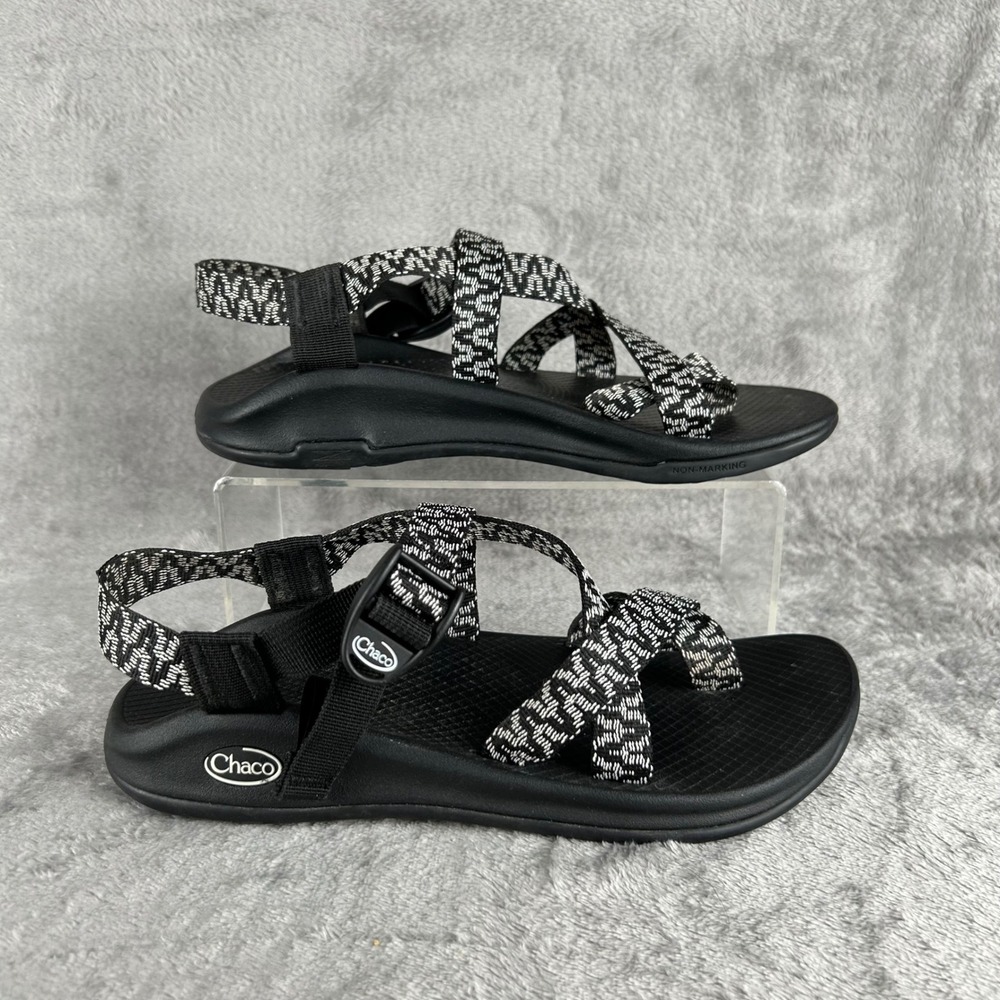Chaco Z Cloud 2 Sandals Womens 10 Black White Double Strap Toe Loop J107336